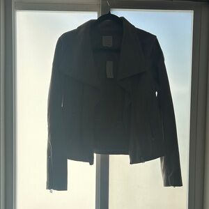 Francesca's Collections Women's Gray Leather Jacket